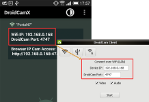 Use DroidCam software with programs you have installed on your PC DroidCam Client