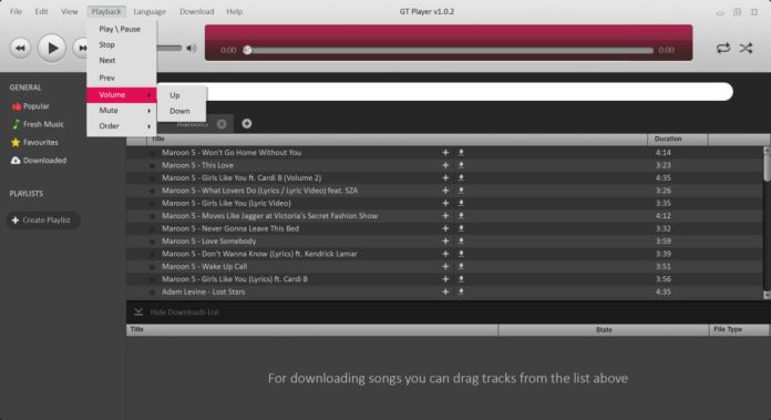 Play or download music with GTPlayer online player GTPlayer-online music player