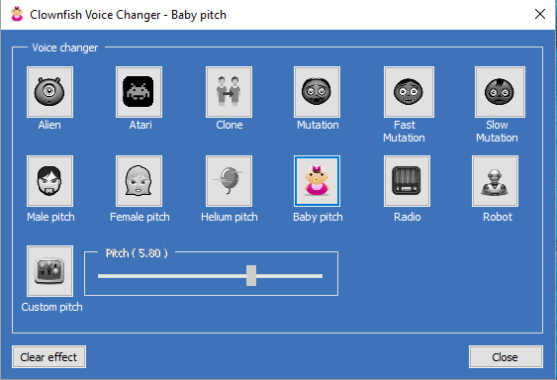 Clownfish Voice Changer – application for changing your voice